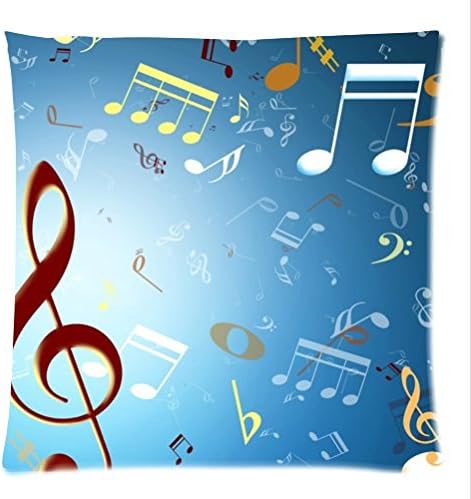 Personalized funny music notes pattern soft Satin bolster case pillowcase,Zipper pillow cases 18"(W)x18"(L)twin sides