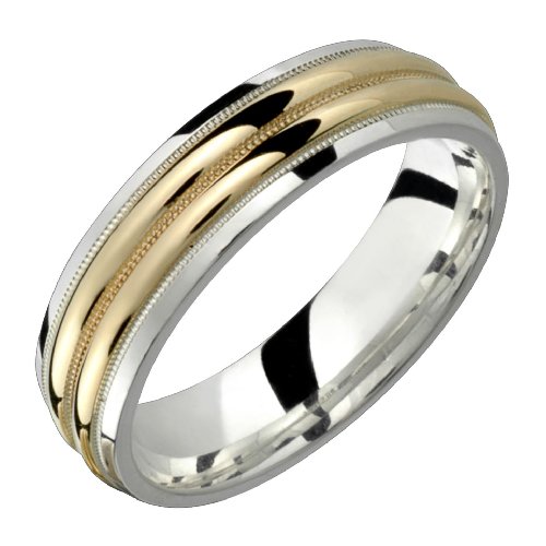 Bianca - Elegant Two Tone Comfort Fit Wedding Band for Him & Her! Custom Made! Choose your Size.