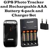 AGL3080: Amod Technology GPS Photo Tracker and Rechargeable AAA Battery 4-pack and Charger Set