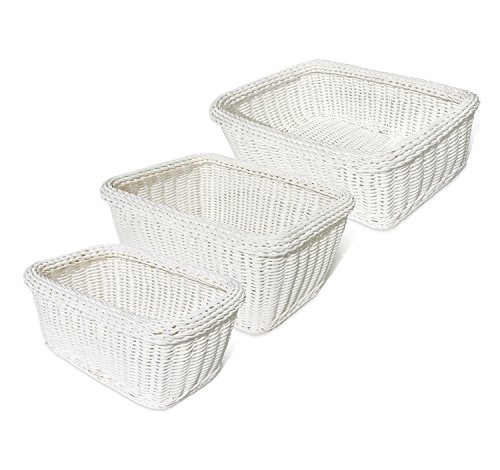 Colorbasket 02386 (Set of 3) Hand Woven Baskets, White