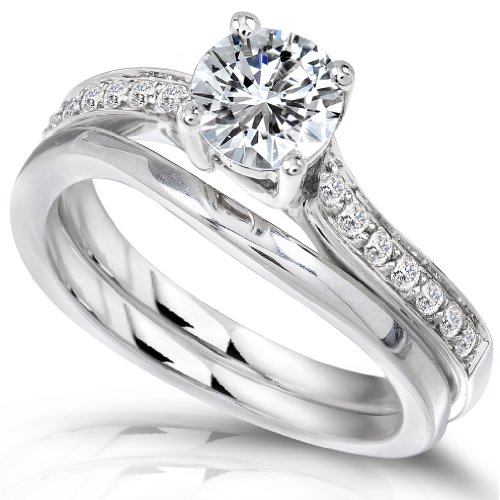 3/4 Carat (ctw) Round Cut Diamond Wedding Ring Set 14k White