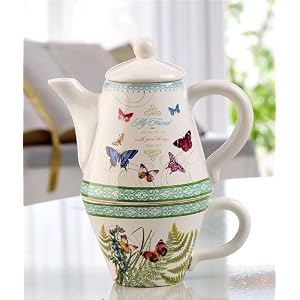 Butterfly Tea For One Friends Psalm 103.5 Teapot Cup
