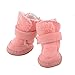 4Pcs Lovely Warm Adjustable Pet Dog Puppy Winter Cotton Anti-slip Snow Cozy Shoes Boots (Pink, Medium)