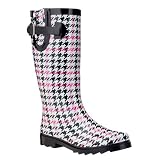 Women's Houndstooth Rainboot Pink 9.0