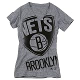 NBA Brooklyn Nets Women's V-Neck Tee (Grey, Small)