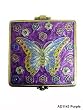 Purple Butterfly Square Bejeweled Compact Mirror