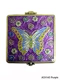 Purple Butterfly Square Bejeweled Compact Mirror