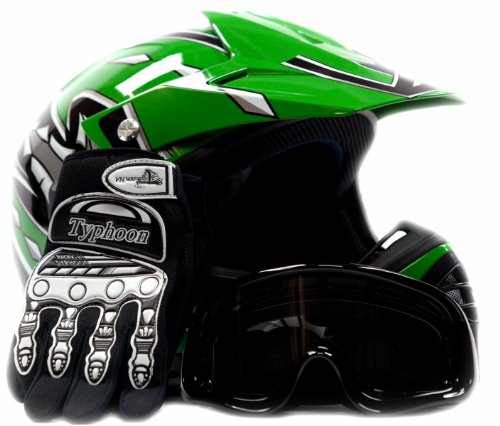green and black dirt bike helmet