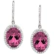 14K White Gold Rhodolite Garnet and Diamond Earrings