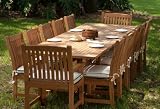 70017 13pc Veranda Extension Rectangular teak furniture dining set for 12