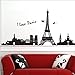 Homwish - Large I Love Paris Eiffel Tower Vinyl Home room Decor Removable DIY Art WallPaper Wall Sticker/Decal Mural