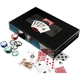 Bicycle Masters 300 8-Gram Clay Composite Poker Chip Set in a Black Lacquer Box