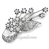 Austrian Rhinestone Vintage Style Flower Basket Pin Brooch