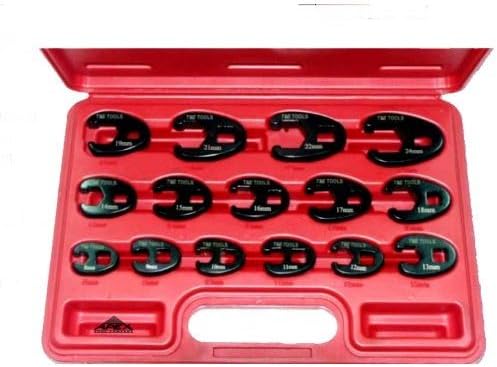 T and E Tools Model 93915 Flare Nut Crowsfoot Wrenches, Metric - 15 Piece