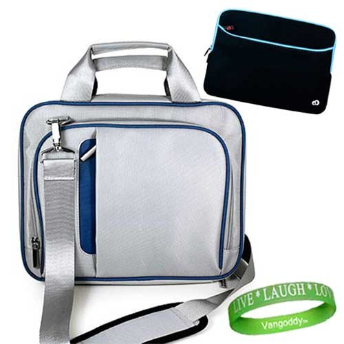 Apple MacBook Pro 13-Inch Laptop Carrying Case with Shoulder Strap & Organization Pockets + 13.3 Black Labtop gloove w/Blue Trim & Extra Pocket!+VG *LIVE*LAUGH*LOVE* Wrist Band