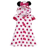 Disney Store Minnie Mouse Pink Polka Dot Terry Cloth Hooded 2T Swimsuit Cover Up with Ears Hoodie Pool Dress for Toddler Girls