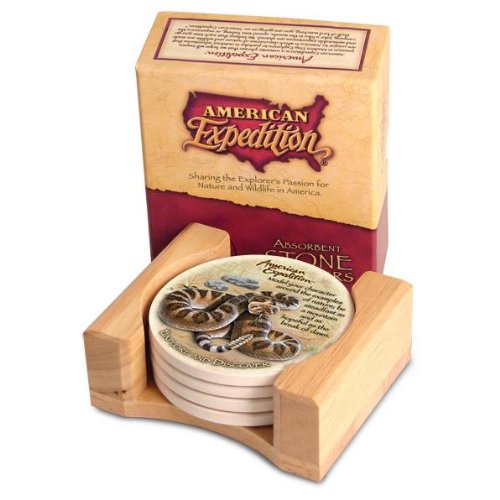 4 American Expedition Stone Coasters Rattlesnake