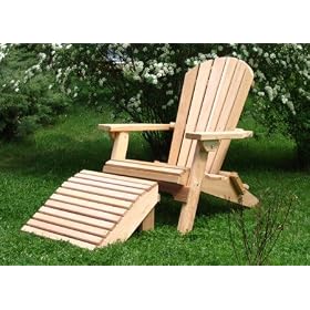 Folding Cedar Adirondack Chair with Ottoman, Amish Crafted by 