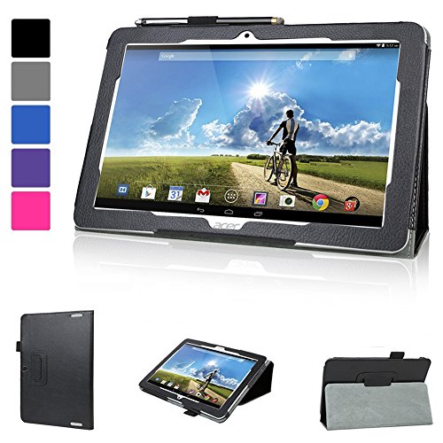 Evecase Acer ICONIA Tab 10 A3-A20 Case, SlimBook Leather Folio Stand Case Cover with Magnetic Closure for Acer ICONIA Tab 10 A3-A20 HD / A3-A20FHD WIFI 10.1-inch Android Tablet - Black