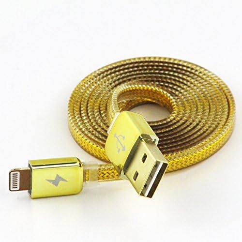 Double side interpolation (Similar USB Type C) Golden Micro USB Cable for Data Sync Charge for iPhone - Tangle Free with Gold-Plated Connectors for Android, Samsung, HTC, Sony etc (iPhone Lightning)