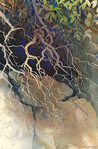 Tahoe Trail, Giclee Print of Watercolor of Dried Branches Along a Mountain Trailside, 13 X 20 Inches