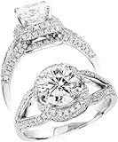 Cubic Zirconia Antique Style Sterling Silver Engagement Wedding Ring
