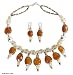 Chalcedony and citrine jewelry set, 'Honey' 0.8 W 18.1 L