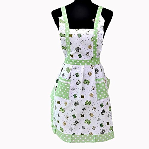 DZT1968® Women's Cotton Home Kitchen Cooking Floral Apron Bib With Pocket
