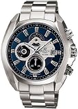 Casio Men's Stainless Steel Edifice Blue Dial Analog Quartz Tachymeter