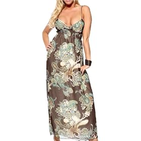 BROWN LONG MAXI HALTER DRESS BOHO SUN VINTAGE CELEBRITY TUBE SEXY SUMMER GOWN