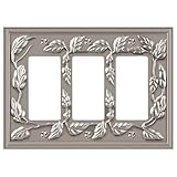 Amertac 85RRRN 3 Rocker GFCI Leaf Wallplate, Satin Nickel by AmerTac