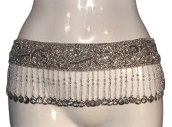 Silver Beaded Belt with Coins