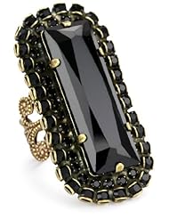 Liz Palacios "Orient Express" Rectangular Jet Crystal Adjustable Ring