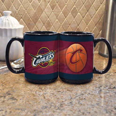 NBA Cleveland Cavaliers 15-Ounce Black Sportsball Mug (2 Pack)