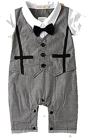 Joymall Baby Boy Gentle Wedding Bow-tie Romper and Jacket Vest 2-pc Formal Wear Suit