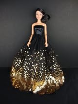The Most Amazing Black Dress with Lots of Gold Sequins Made to Fit the Barbie Doll