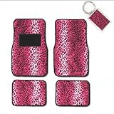 A Set of 4 Universal Fit Animal Print Carpet Floor Mats for Cars Truck and 1 Key Fob... by MB Wheels