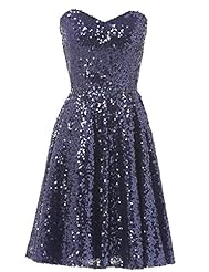 Strapless Sequined Acrylic Sweetheart Cocktail Prom Dress/Party Dress 