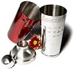 Recipe Cocktail Shaker, Red and Stainless Steel