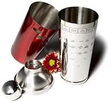 Pinzon Recipe Cocktail Shaker, Red and Stainless Steel