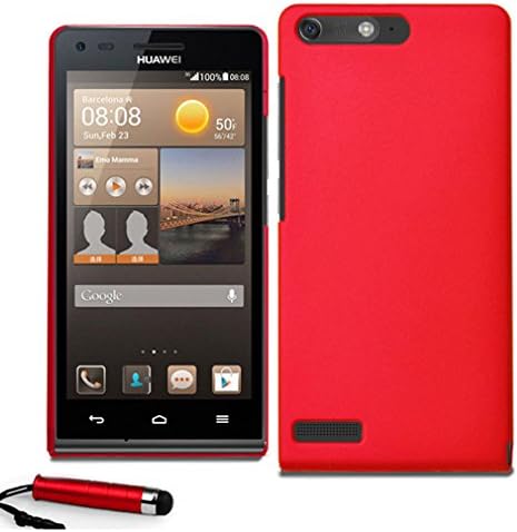 Huawei Ascend G6 Hybrid Hard Case Shell Cover Free Screen Protector & Stylus (Red)