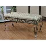 4D Concepts Metal Upholstered Bench, Beige