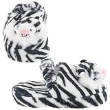 Black and White Striped Tiger Slippers for Toddlers (Size 7-8 Only)