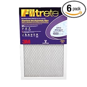 Filtrete 2001DC-6 Ultra Allergen Reduction Filters, 1500 MPR, 16 x 25 x 1, 6-Pack