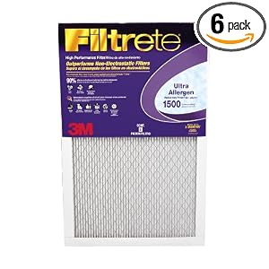 3M Filtrete 1500 MPR, 6-Pack, Ultra Allergen Reduction Filter, 16x 25x 1 by 3M