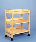 All Natural Wood 3 Shelf Storage Kitchen Utility Serving Cart on Casters