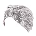 DECOU Sparkly Sequin Twist Pleated Hair Wrap Stretch Turban S232 (Silver)