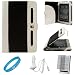 Black with White Portfolio Jacket Leather Case for Sony PRS-950 e-reader + Clear Screen Protector + White Rapid Car Charger with LED Power Indicator + SumacLife TM Wisdom Courage Wristband