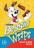 Beggin' Wraps, Bacon & Beef Flavor Dog Snacks, 8-Ounce Bags (Pack of 10)