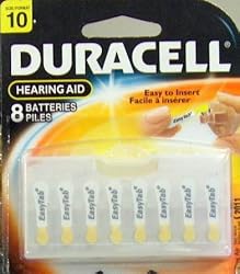 Duracell Size 10 Hearing Aid Batteries, 8 Batteries DA10B8W